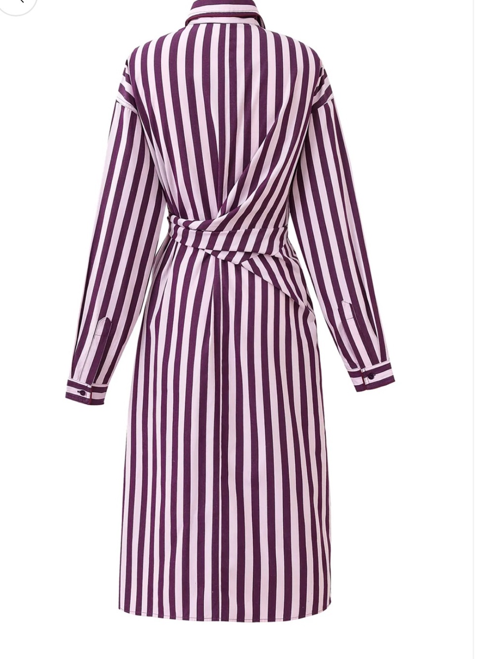 FRNCH Audry Striped Button-Front Dress Bow Tie Pink Purple Large NWT 100% Cotton - Picture 2 of 10